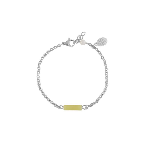 Lemon Jade, Moonstone & Flower Bracelet - Silver