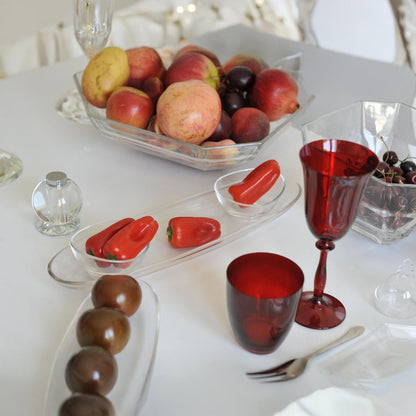 Aperitif set of 3 cups on transparent plateau 41cm