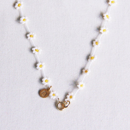 Daisy flower necklace - white/yellow - FI101