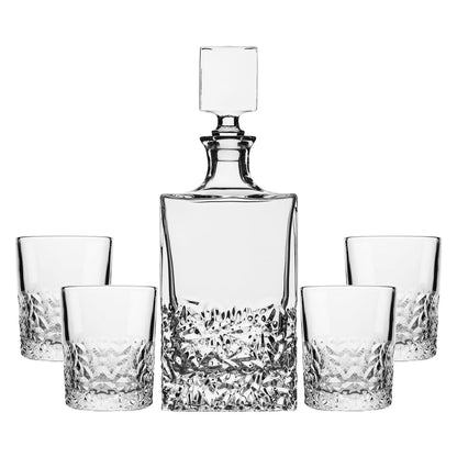 Chopped glass whiskey set with carafe 850 ml and 4 glasses 280ml