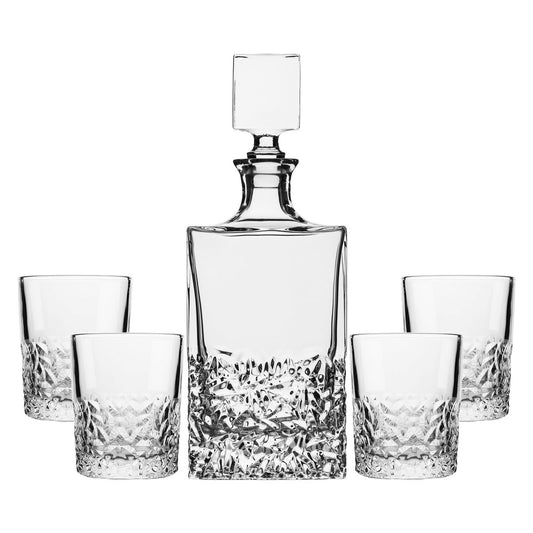 Chopped glass whiskey set with carafe 850 ml and 4 glasses 280ml