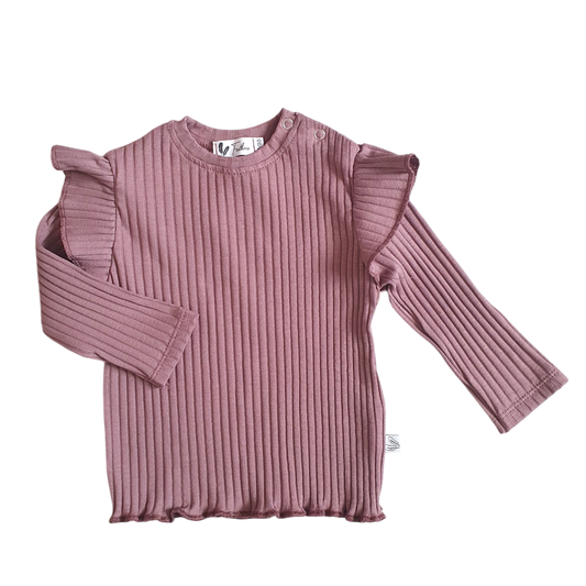 Longsleeve ruffle wide rib jersey mauve