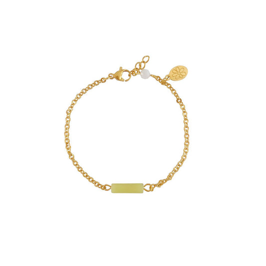 Lemon Jade, Moonstone & Flower Bracelet - Gold