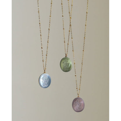 Botanical Mother of Pearl Medallion Necklace