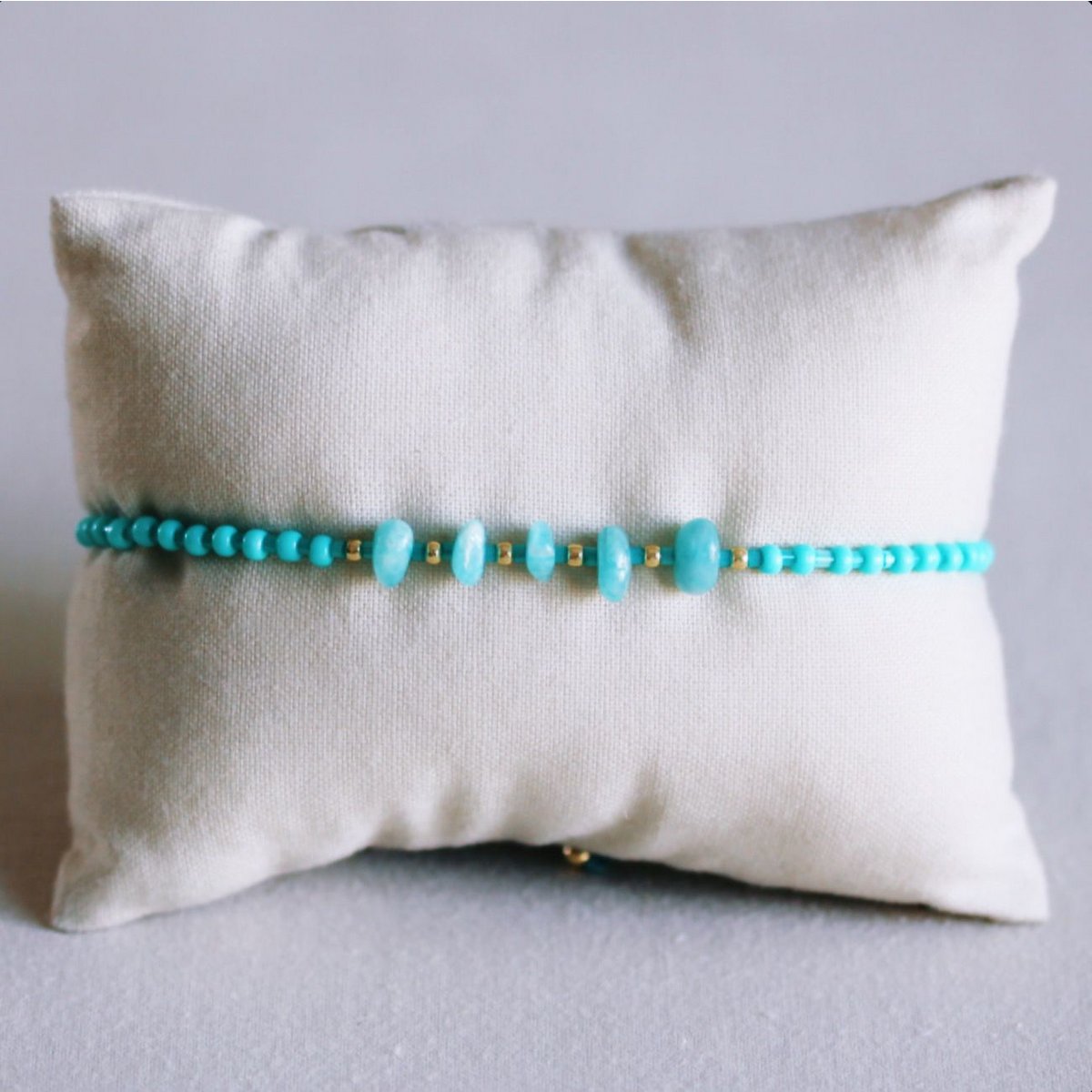 Miyuki anklet with stone - mint/gold