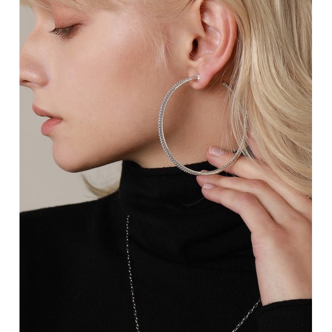 Oversized Sparkling Hoop Earrings-360 Degree Glamour
