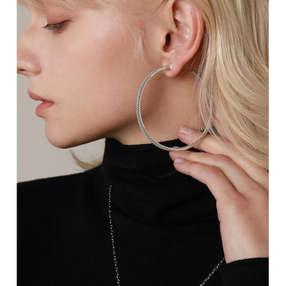 Oversized Sparkling Hoop Earrings-360 Degree Glamour