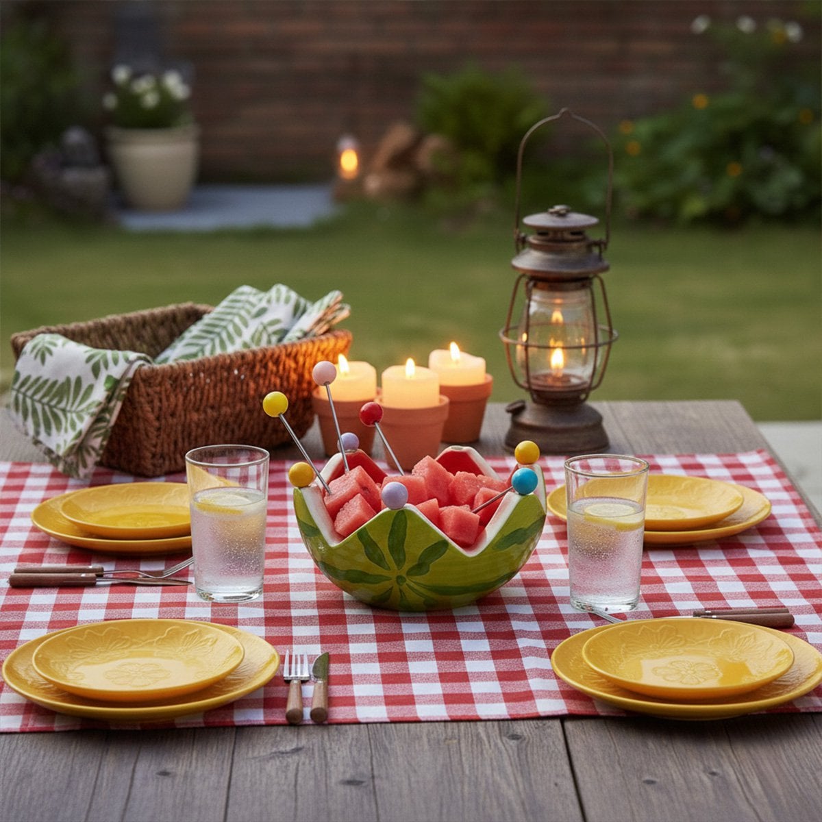 Appetizer picks with watermelon cup - set of 6