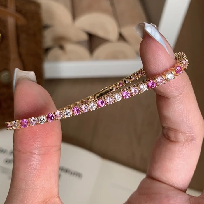Dazzling Pink Ombré Tennis Bracelet