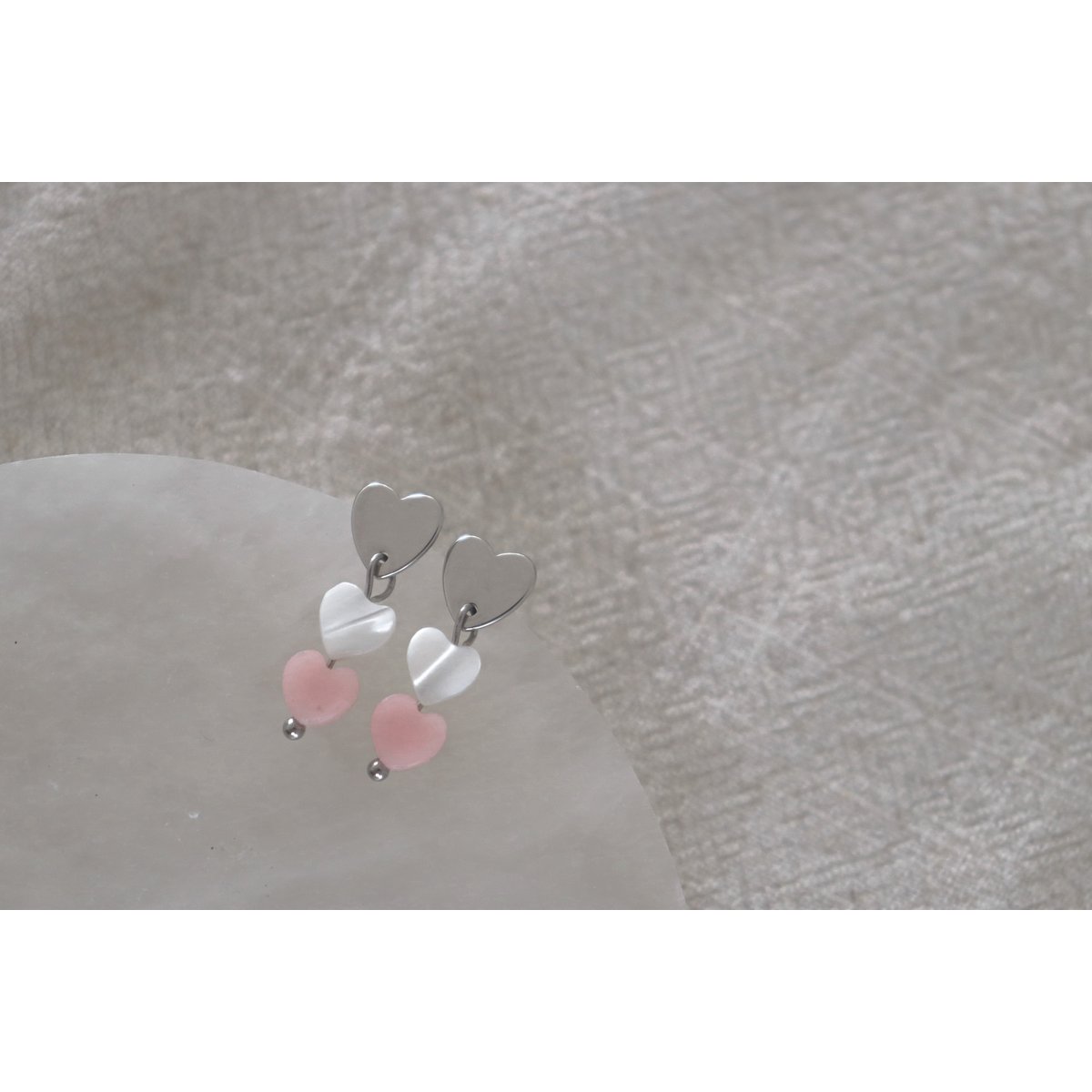 Heart Ear Studs - Silver