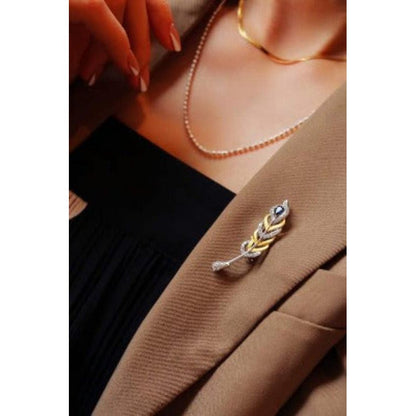 Feathered Splendor Brooch with Real Sapphire