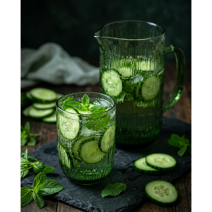 The Moss Ripple Water Glass - Green