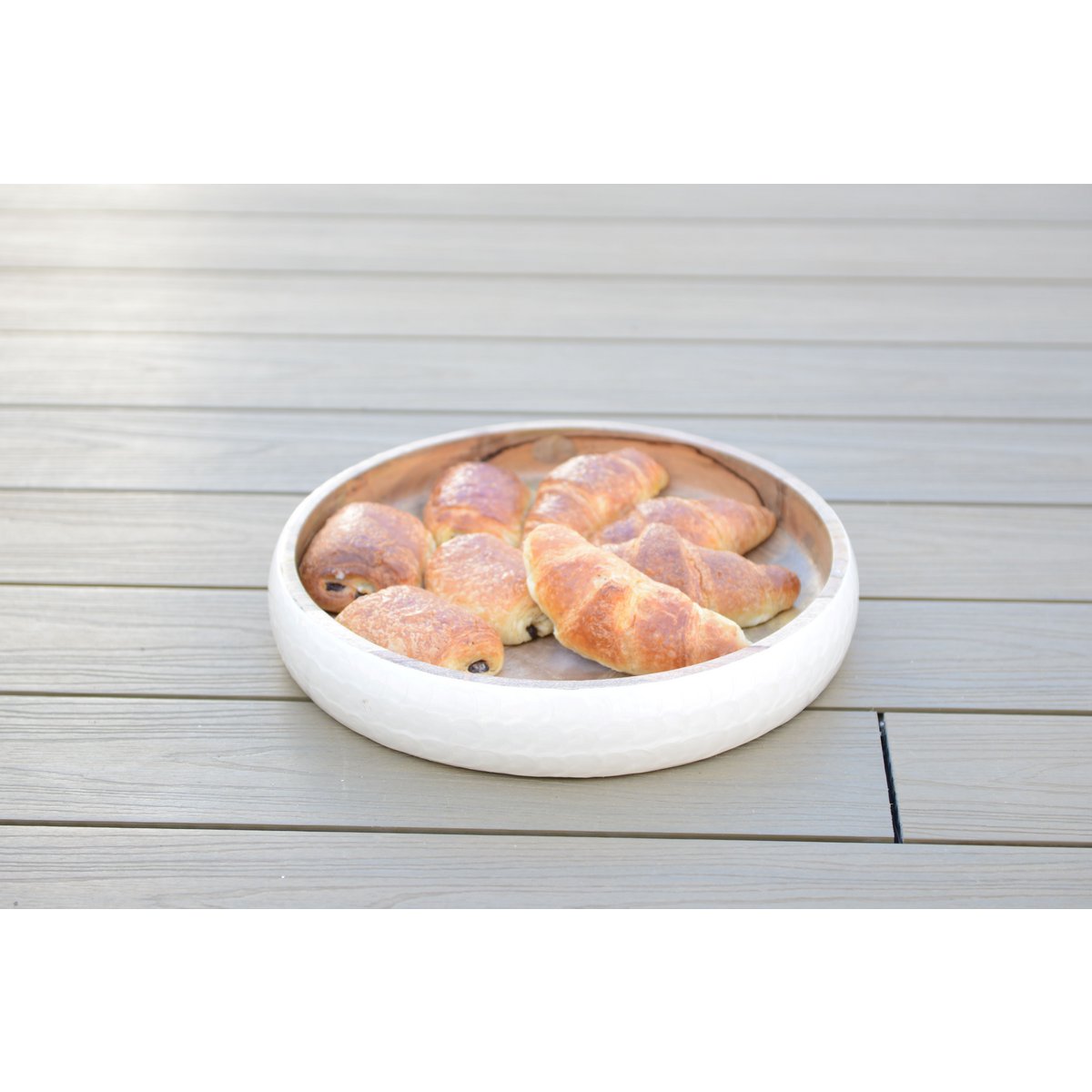 White Wood Round Mangoier 40x40x7cm