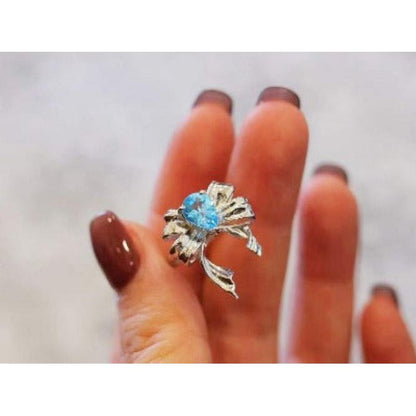 Princess Style Blue Topaz Rings - adjustable