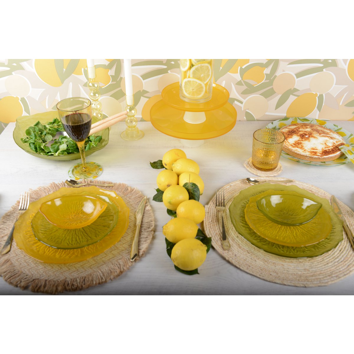 Green flat plate 28cm - Lemon