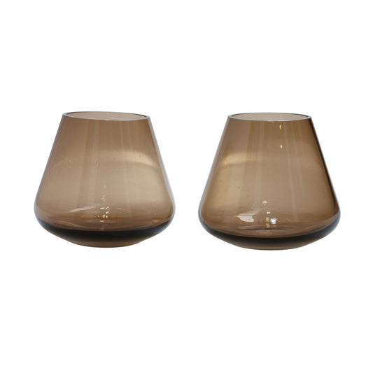 Tea light holder - Tasman XS taupe Ø13.5 x H12 cm (set of 2 pieces)