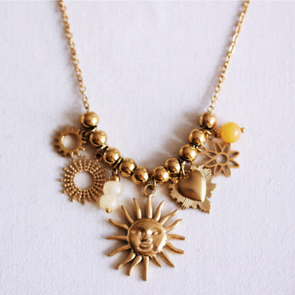 Beaded necklace with charms ‘Kissed by the Sun’