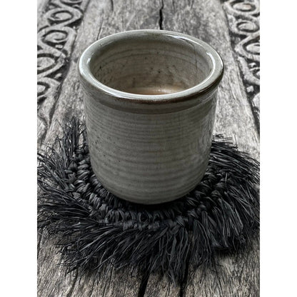 The Fringe Raffia Coaster - Black