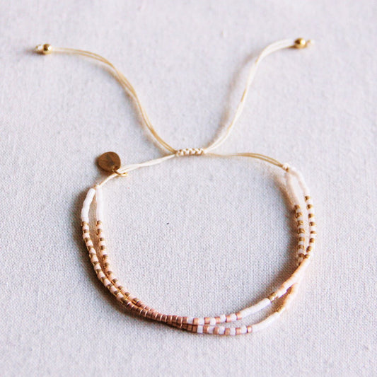 Double miyuki bracelet - nude/white/taupe
