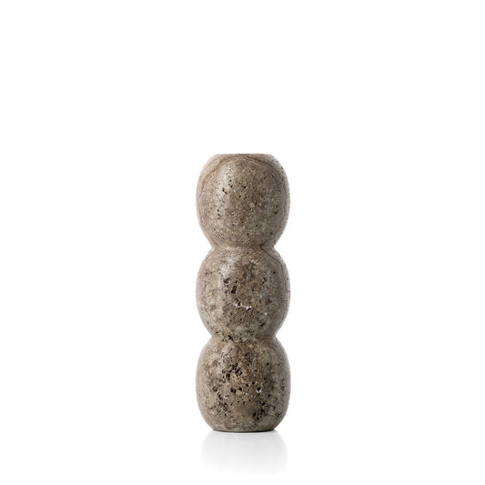 The Travertine Totem Taper Candle Holder - Grey - L
