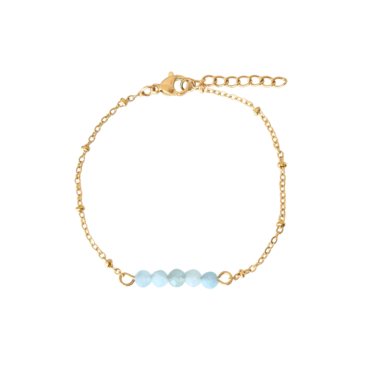 Bracelet Aquamarijn Facet - Gold