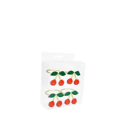 Set of 4 cherry design napkin rings