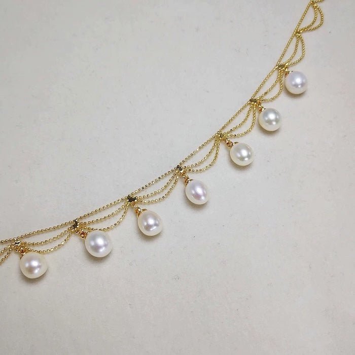 Lace Style Necklace with Genuine Freshwater Pearls