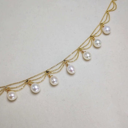 Lace Style Necklace with Genuine Freshwater Pearls