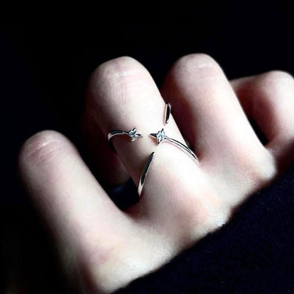 Sterling Silver Star Trace Double Sided Ring