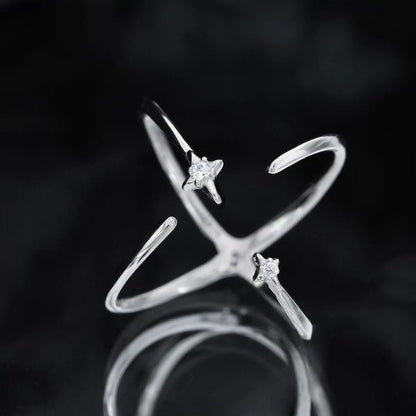 Sterling Silver Star Trace Double Sided Ring