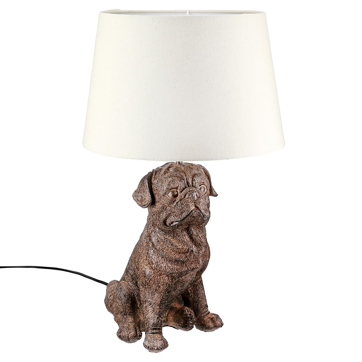 Table lamp dog pug, height 52 cm