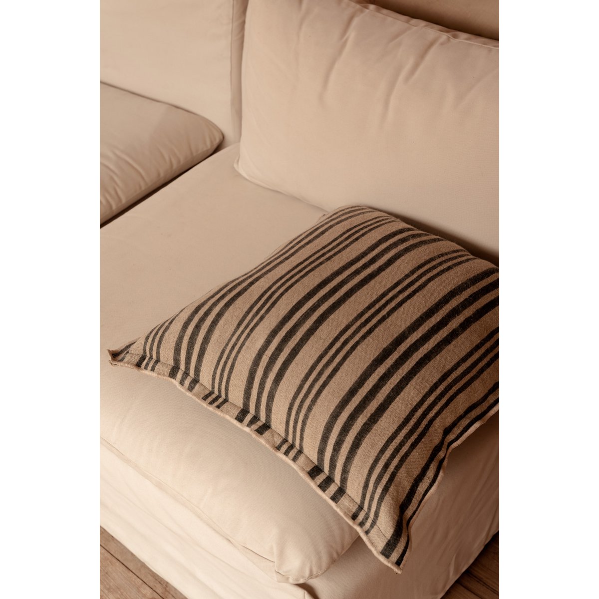 The Nordic Stripe Cushion Cover - Natural Black - 50x50