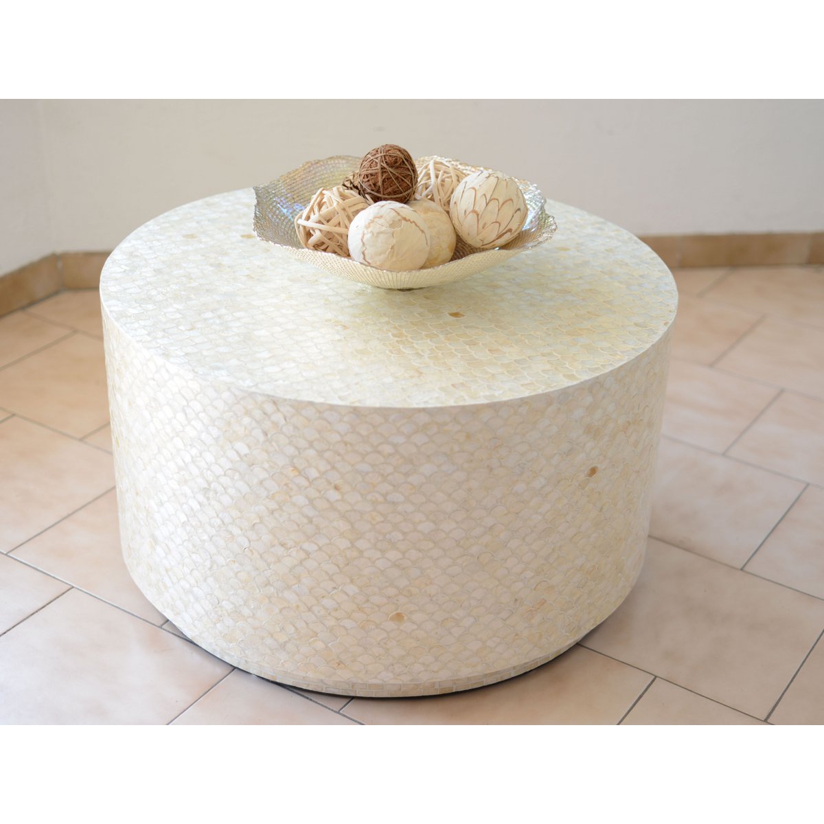 LARGE AMBER GLOSSY COROLLE CUP 42X42X8CM