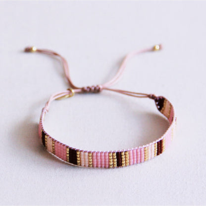 Weaving bracelet striped - nude/pink/brown