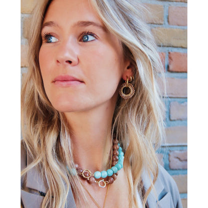 Earring with round faceted pendant – mocha