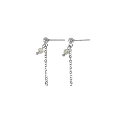 Rock Crystal Stud Earrings - Silver