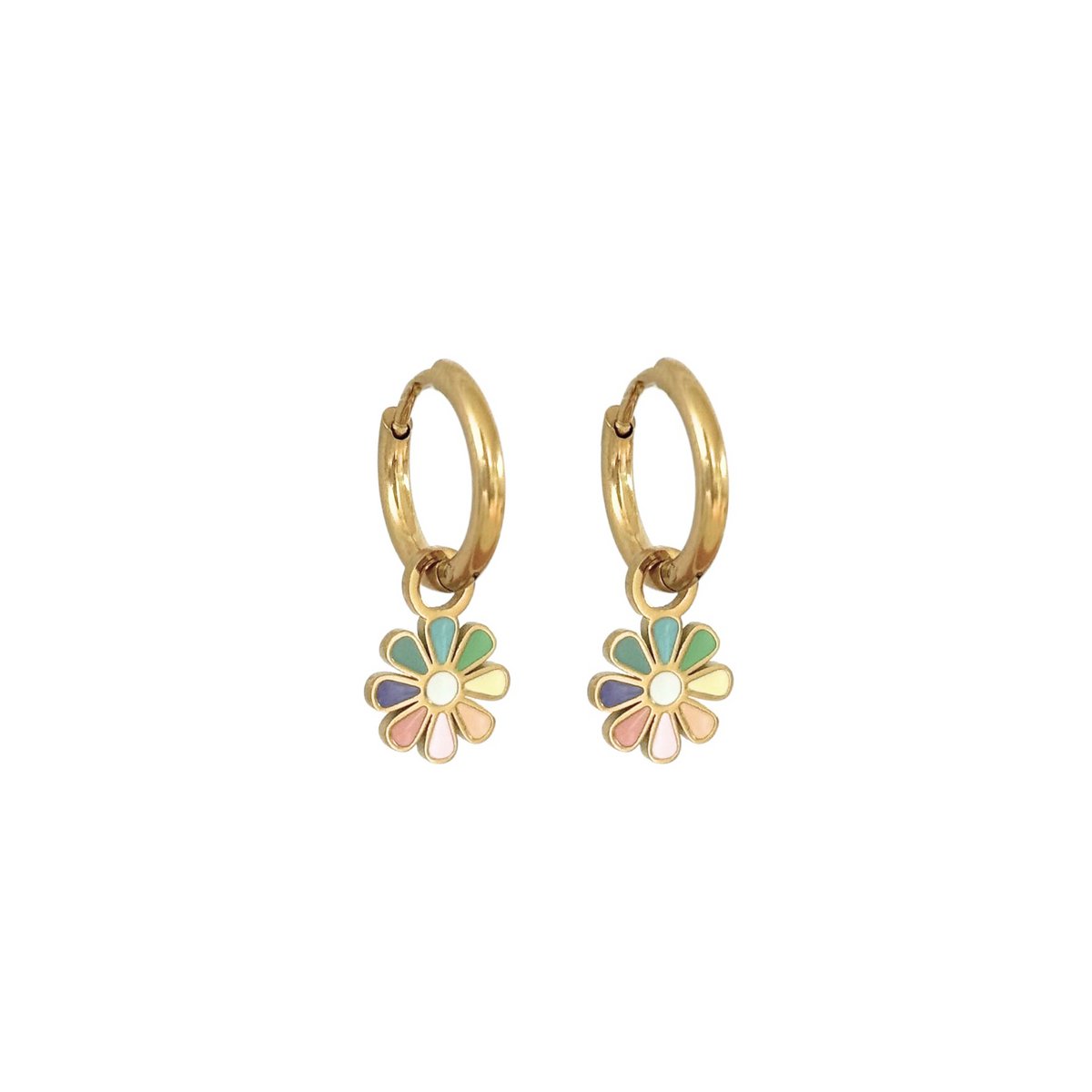 Pastel Flower Earrings - Gold