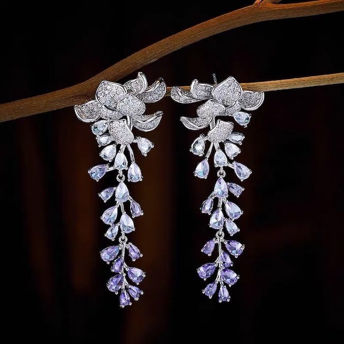 Dazzling Wisteria Flower Tassel Earrings
