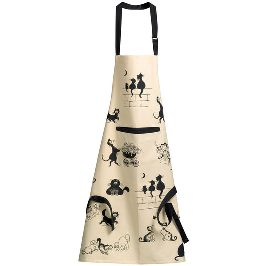 Dubout Printed Kitchen Apron 3 Beige Cats 72 x 85