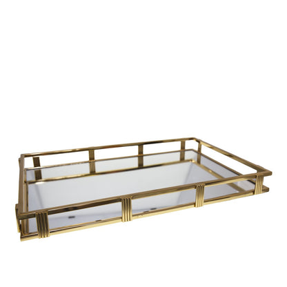 Golden rectangular mirror tray 56x36x5cm
