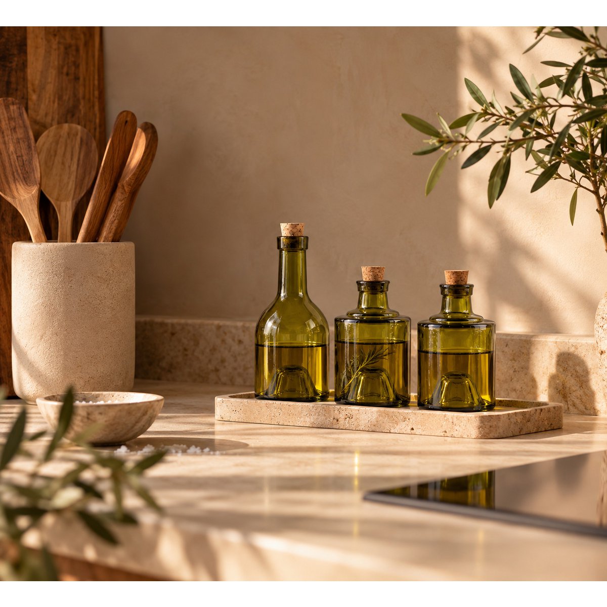 The 3-Piece Oil Bottle - Olive Green