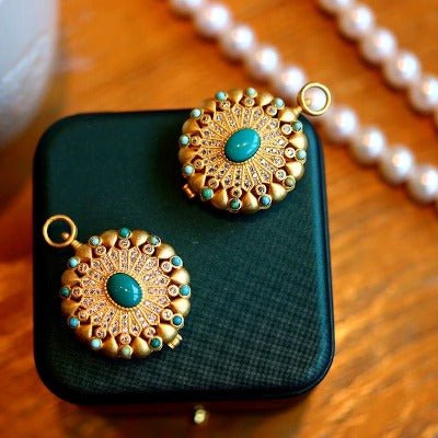 Tibetan Turquoise Gau Prayer Box Pendant Necklace