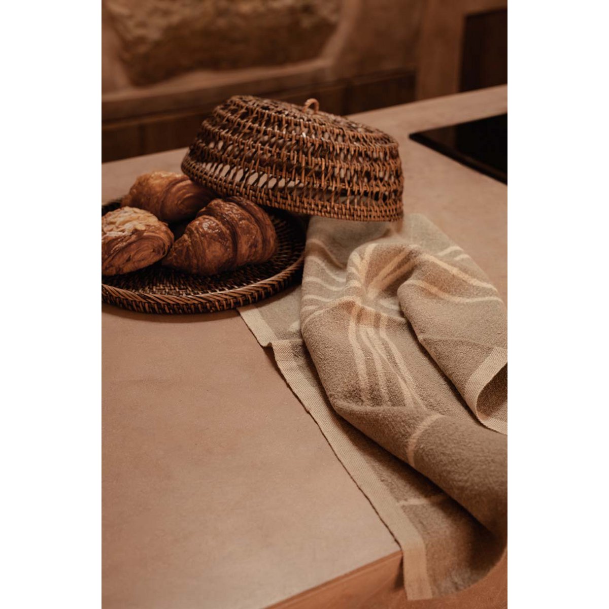 The Linen Palm Tree Kitchen Towel - Natural White - 50x70