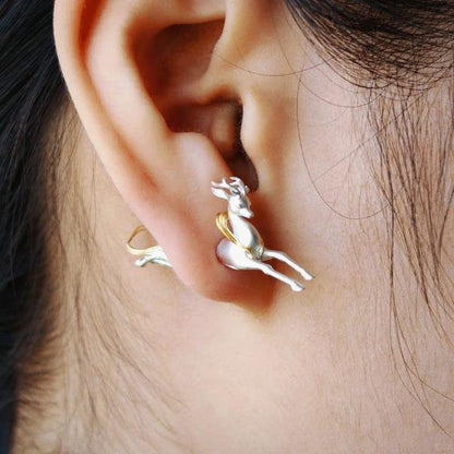 Unique Deer Design Double-Sided Ear Stud - One Piece