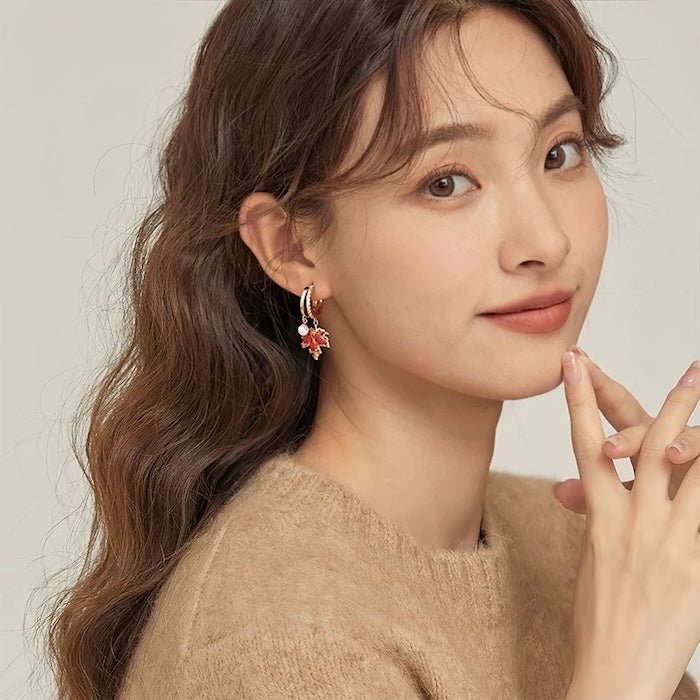 Autumn Maple Stone Drop Earrings