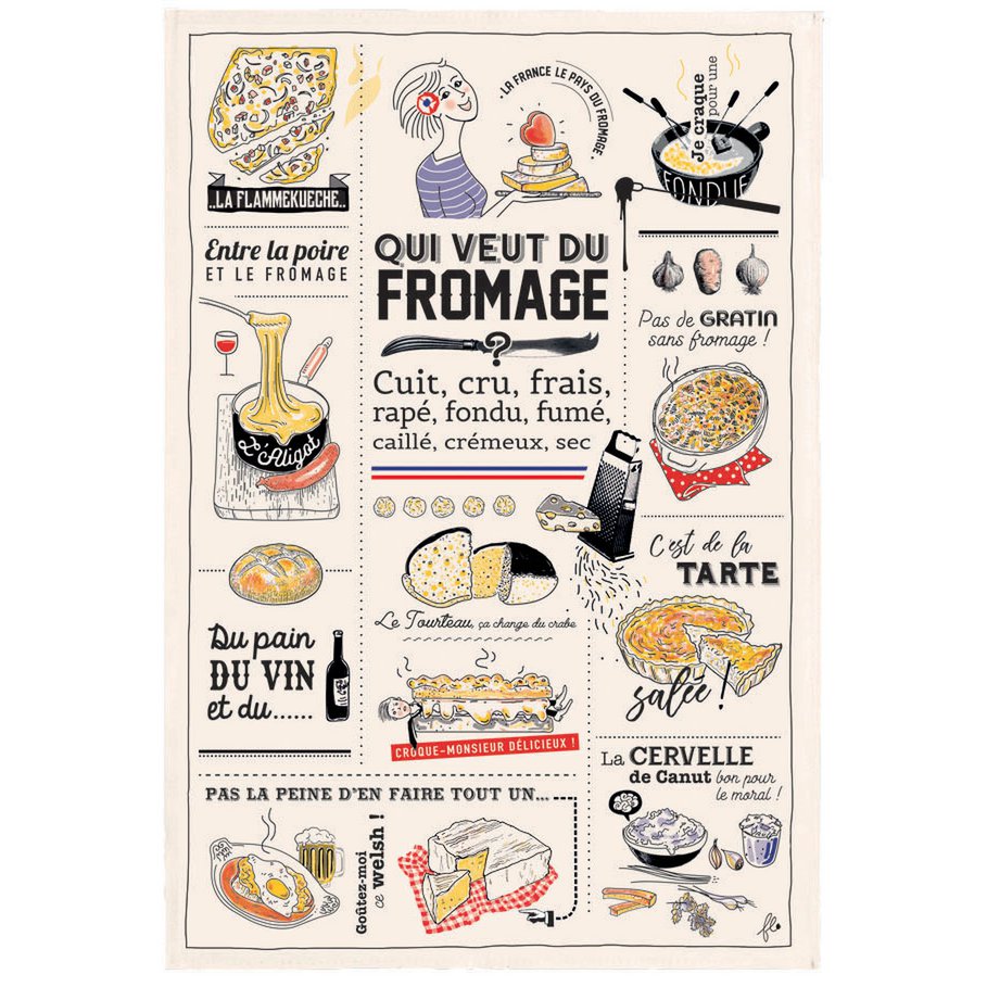Tea towel Who wants Ecru cheese 48 x 72