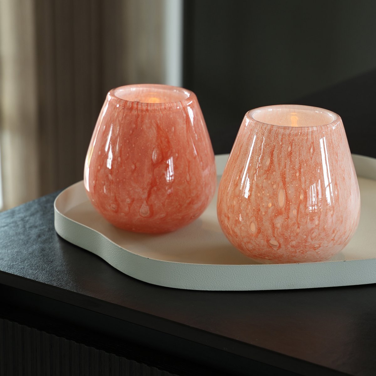 Tea light holder - Tasman Elite XS pink Ø12.5 x H11.5 cm (set of 2 pieces)