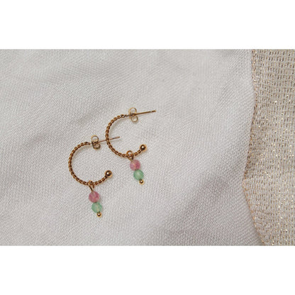 Earrings Tourmaline & Aventurine - Gold