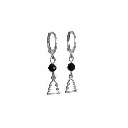 Earrings Christmas Tree & Gold Obsidian - Silver