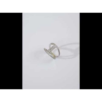Geometric Pavé Open Ring